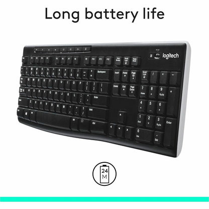 Logitech K270 Wireless Keyboard for Windows - 2.4 GHz, Full-Size, Spill-Resistant, Black