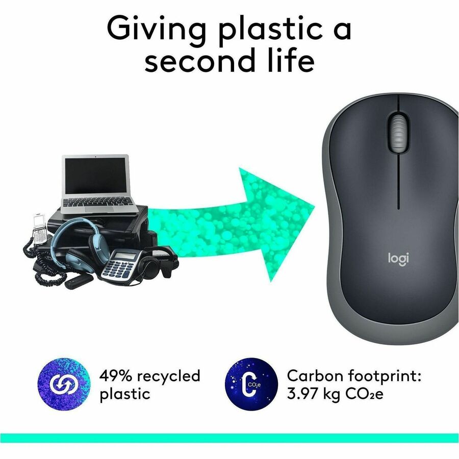 Logitech M185 Wireless Mouse with 2.4GHz Connectivity and 1000 DPI Optical Tracking in Silver