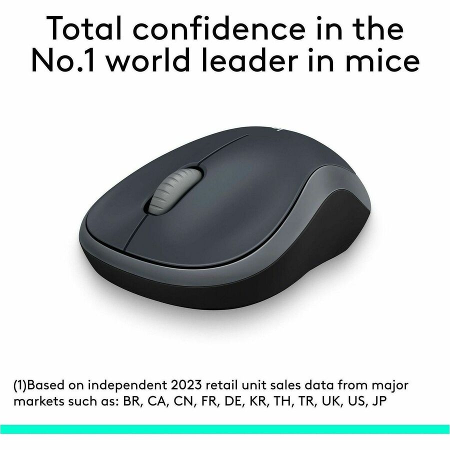 Logitech M185 Wireless Mouse with 2.4GHz Connectivity and 1000 DPI Optical Tracking in Silver