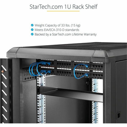 StarTech.com 1U Universal Fixed Rack Shelf – 7-inch Deep Steel Shelf for 19-inch Server Racks