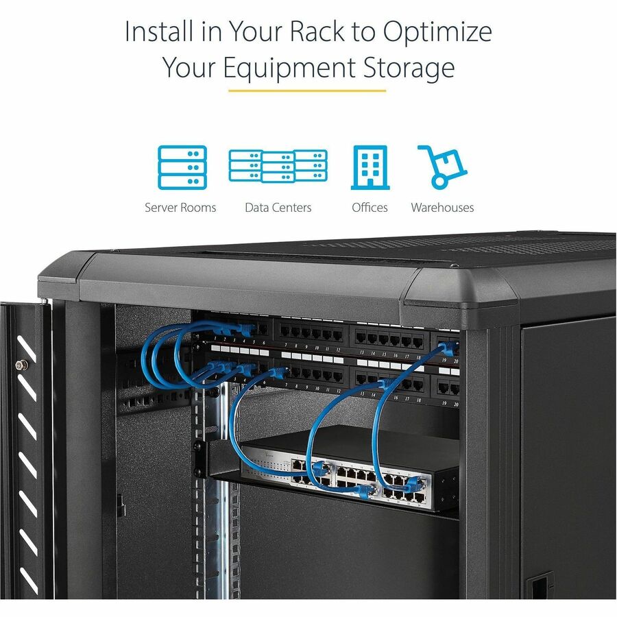 StarTech.com 1U Universal Fixed Rack Shelf – 7-inch Deep Steel Shelf for 19-inch Server Racks