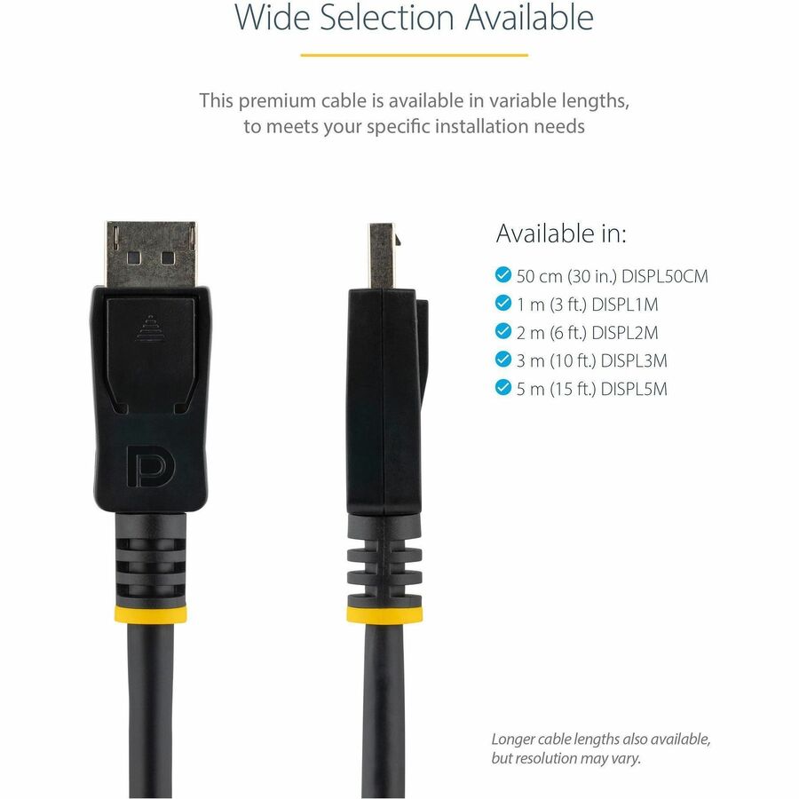 StarTech.com 0.5m DisplayPort 1.2 Cable with Latches for 4K Monitors and Professional Workstations
