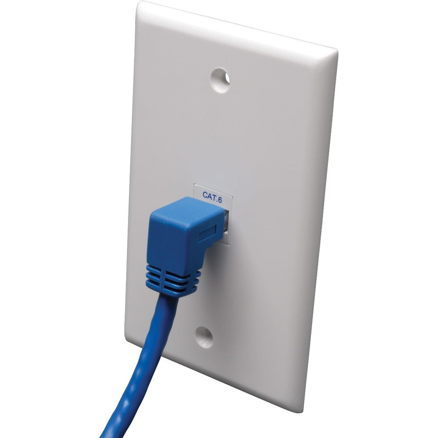Eaton Tripp Lite Series Down-Angle Cat6 Gigabit Ethernet Patch Cable, 3 ft, Blue