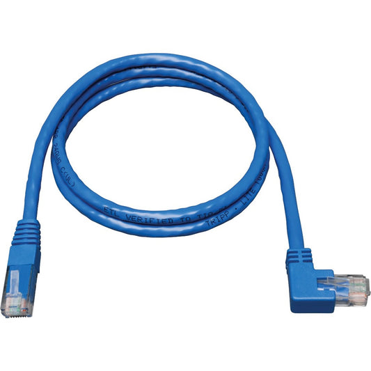 Eaton Tripp Lite Series 3 ft. Right-Angle Cat6 Gigabit Ethernet Patch Cable (N204-003-BL-RA), Blue