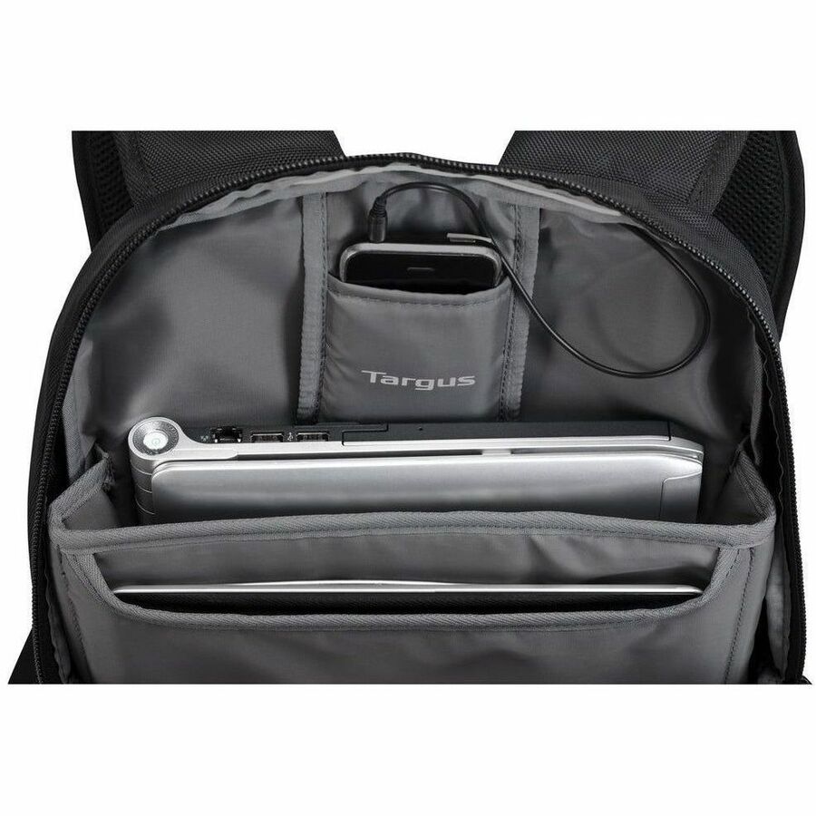 Targus Legend IQ Backpack for 15.6-inch Laptops - Durable Black with Media Pocket and Trolley Strap
