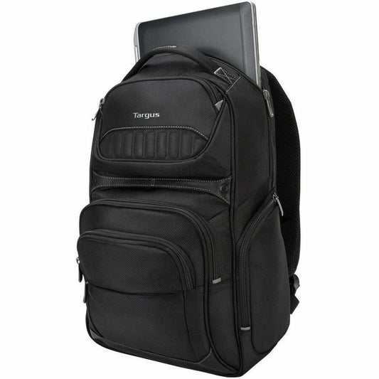 Targus Legend IQ Backpack for 15.6-inch Laptops - Durable Black with Media Pocket and Trolley Strap
