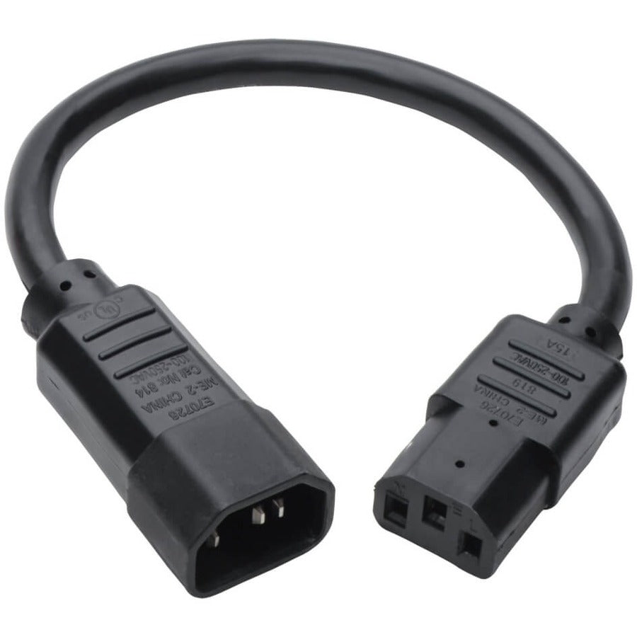 Eaton Tripp Lite Series Heavy-Duty PDU Power Cord, C13 to C14 - 15A, 250V, 14 AWG, 1 ft. (Black)