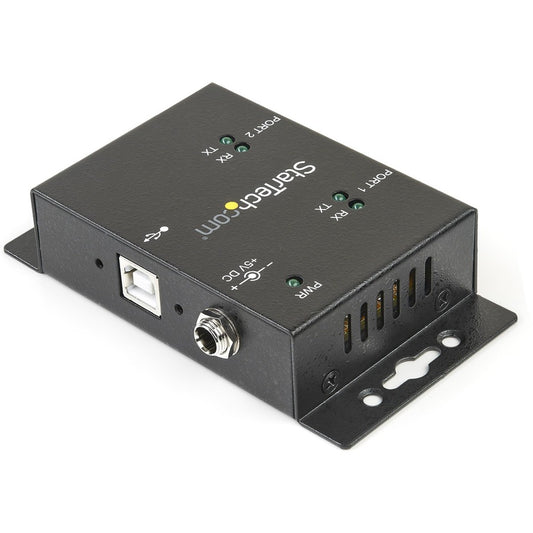 StarTech.com ICUSB2322I 2-Port Industrial USB to Serial Adapter Hub with DIN Rail Clips