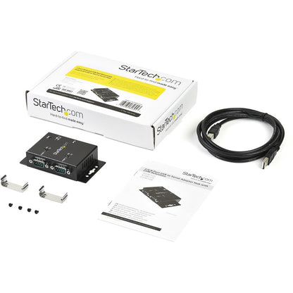 StarTech.com ICUSB2322I 2-Port Industrial USB to Serial Adapter Hub with DIN Rail Clips