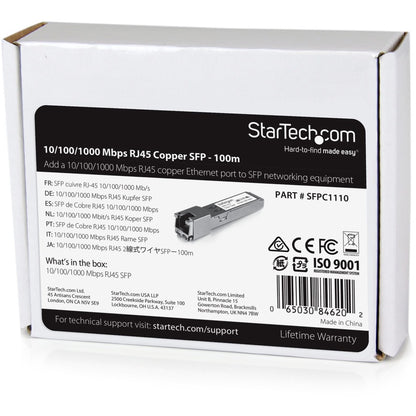 StarTech.com Cisco SFP-GE-T Compatible SFP Transceiver Module - 1000BASE-T Ethernet over Copper, Part SFPC1110