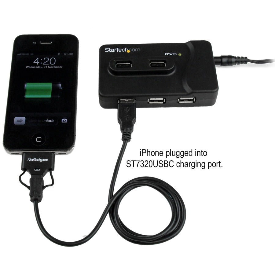 StarTech.com 6-Port USB 3.0/2.0 Combo Hub with Charging Port - Black