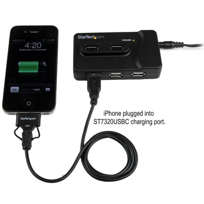 StarTech.com 6-Port USB 3.0/2.0 Combo Hub with Charging Port - Black