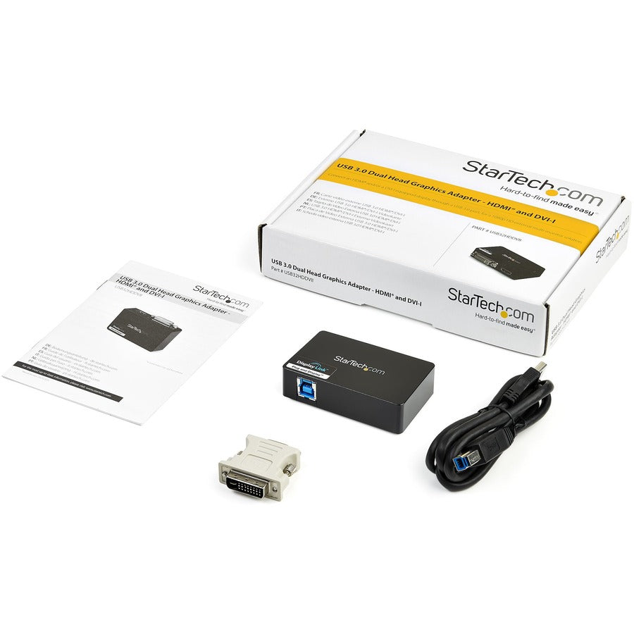 StarTech.com USB 3.0 to HDMI & DVI Dual Monitor External Video Card Adapter Part Number USB32HDDVII