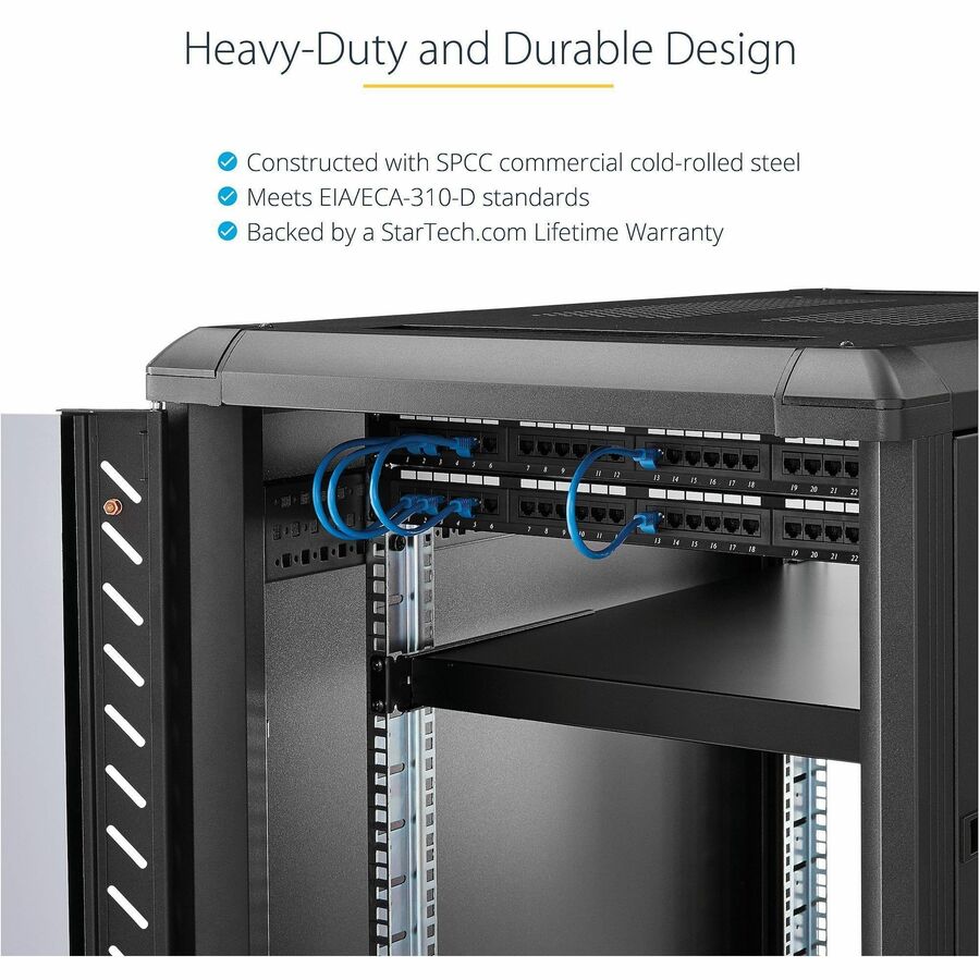 StarTech.com ADJSHELFHD 1U Heavy Duty Adjustable Rack Shelf for 19-Inch Servers and Equipment
