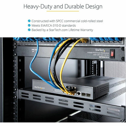 StarTech.com 1U 4-Post Adjustable Vented Rack Mount Shelf - Heavy Duty 19-Inch Server Rack Shelf with 330 lb Capacity