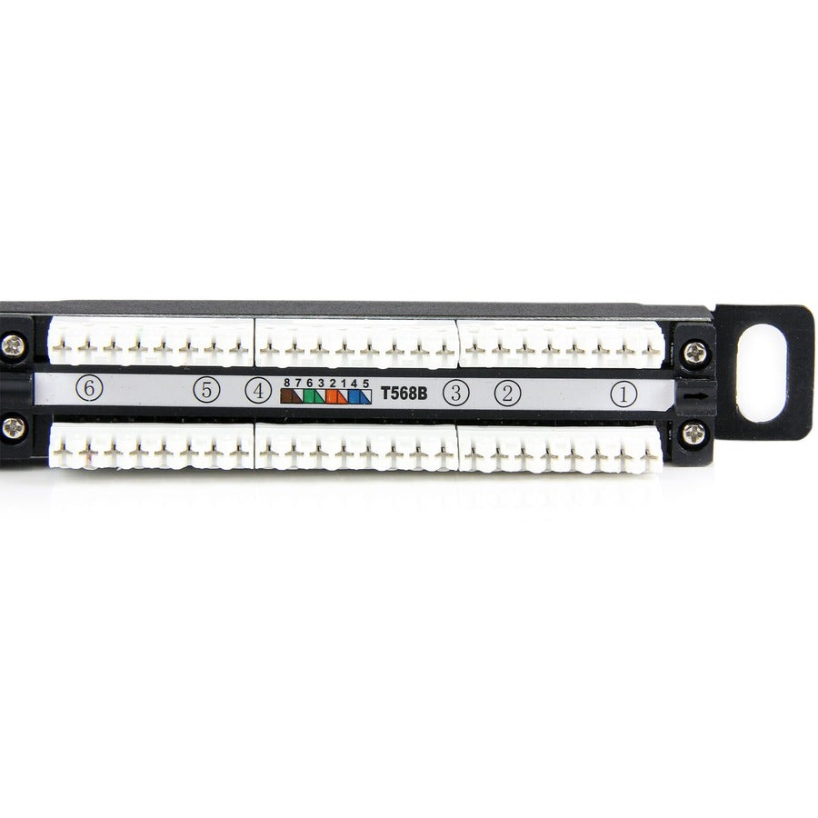 StarTech.com 24 Port 0.5U Cat5e Patch Panel for Rack Mount Ethernet Networks - RJ45 110 Punchdown