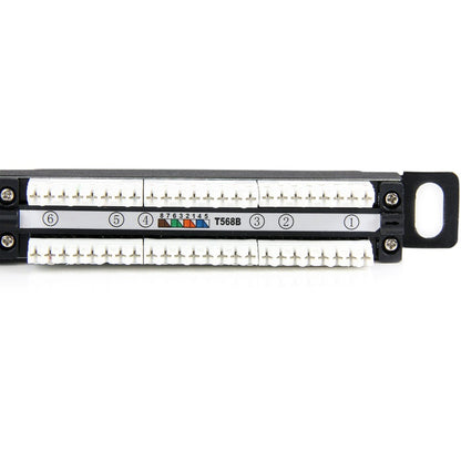 StarTech.com 24 Port 0.5U Cat5e Patch Panel for Rack Mount Ethernet Networks - RJ45 110 Punchdown