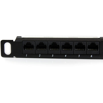 StarTech.com 24 Port 0.5U Cat5e Patch Panel for Rack Mount Ethernet Networks - RJ45 110 Punchdown