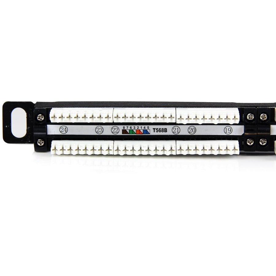 StarTech.com 24 Port 0.5U Cat5e Patch Panel for Rack Mount Ethernet Networks - RJ45 110 Punchdown