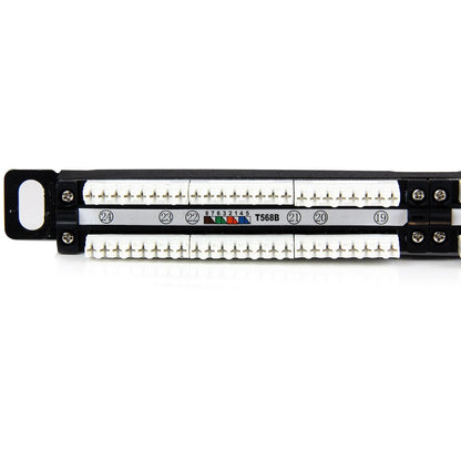 StarTech.com 24 Port 0.5U Cat5e Patch Panel for Rack Mount Ethernet Networks - RJ45 110 Punchdown