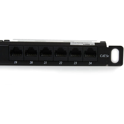 StarTech.com 24 Port 0.5U Cat5e Patch Panel for Rack Mount Ethernet Networks - RJ45 110 Punchdown