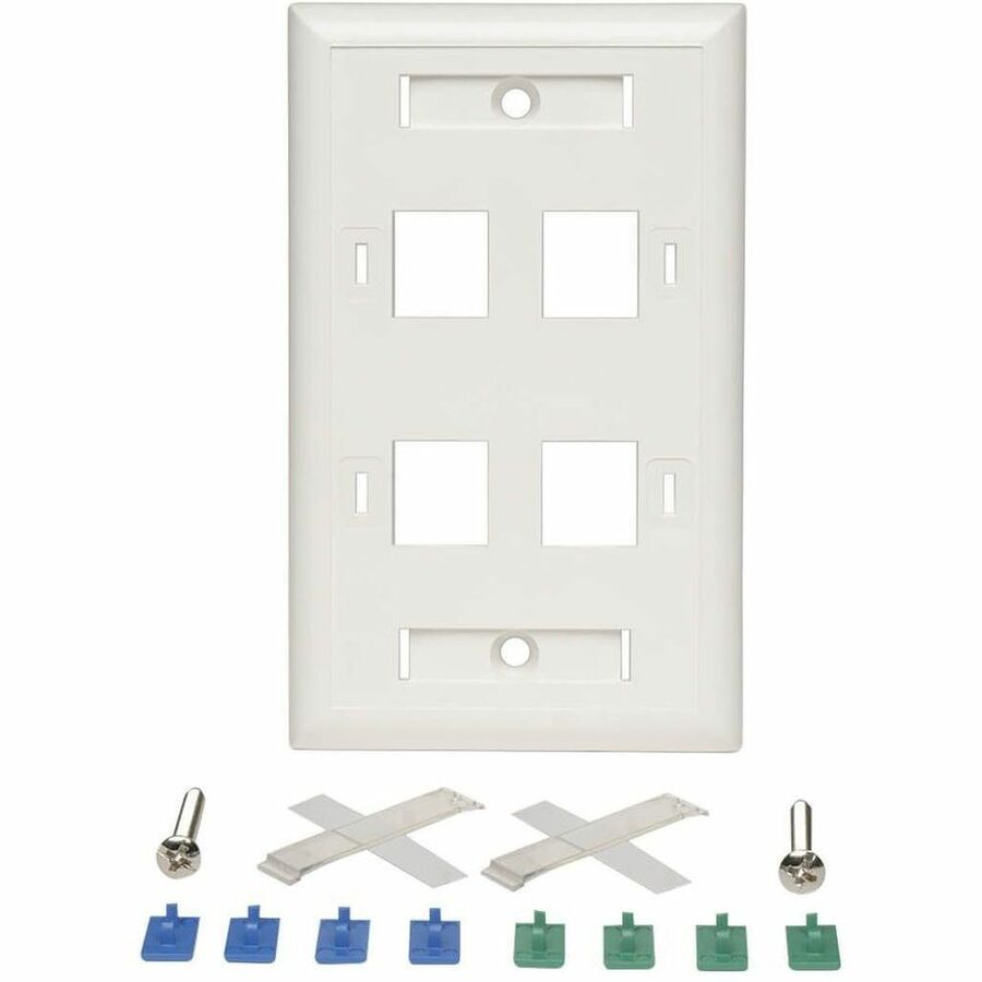 Eaton Tripp Lite Series 4-Port Keystone Faceplate - Single Gang Wall Mount, White, TAA Compliant
