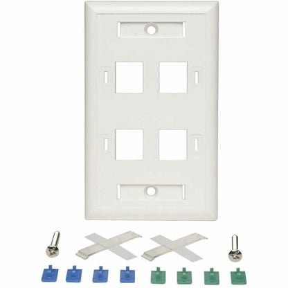 Eaton Tripp Lite Series 4-Port Keystone Faceplate - Single Gang Wall Mount, White, TAA Compliant