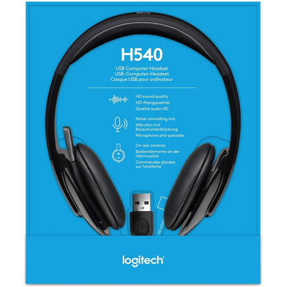 Logitech H540 USB Headset with Noise-Cancelling Microphone and Adjustable Comfort
