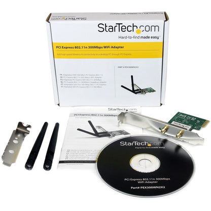 StarTech.com PEX300WN2X2 PCI Express Wireless N Network Adapter - 300 Mbps Wi-Fi 4 with Dual Antennas