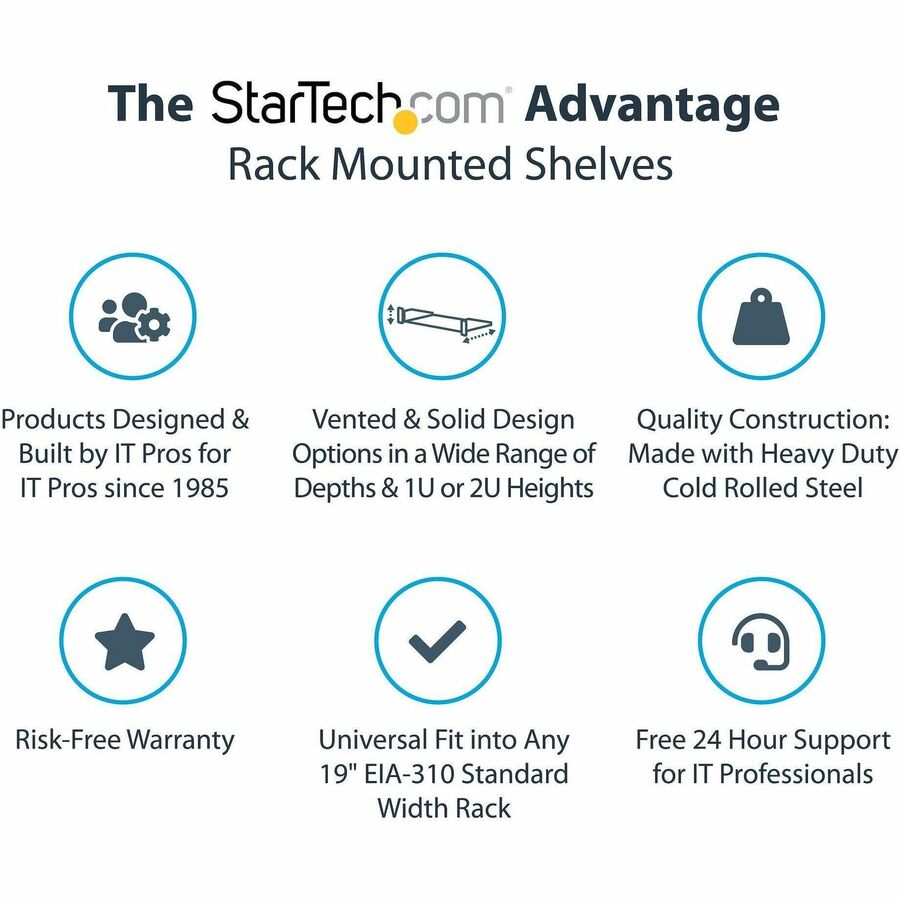 StarTech.com 2U Server Rack Shelf - Heavy Duty 18-Inch Deep Cantilever Mount for 19-Inch Racks