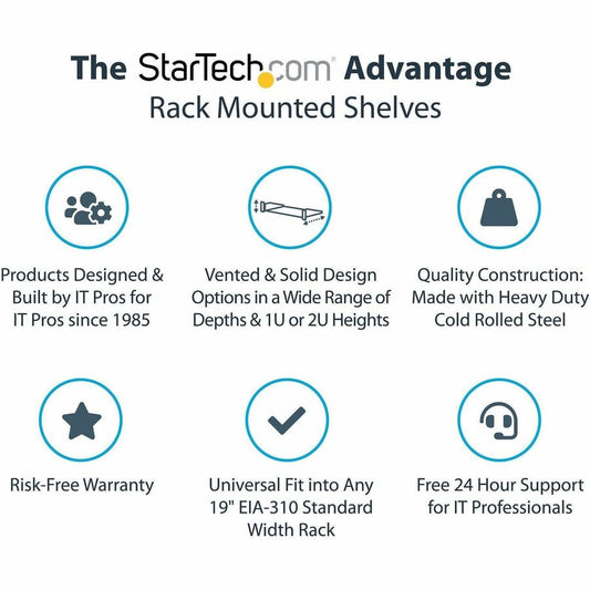 StarTech.com 2U Server Rack Shelf - Heavy Duty 18-Inch Deep Cantilever Mount for 19-Inch Racks