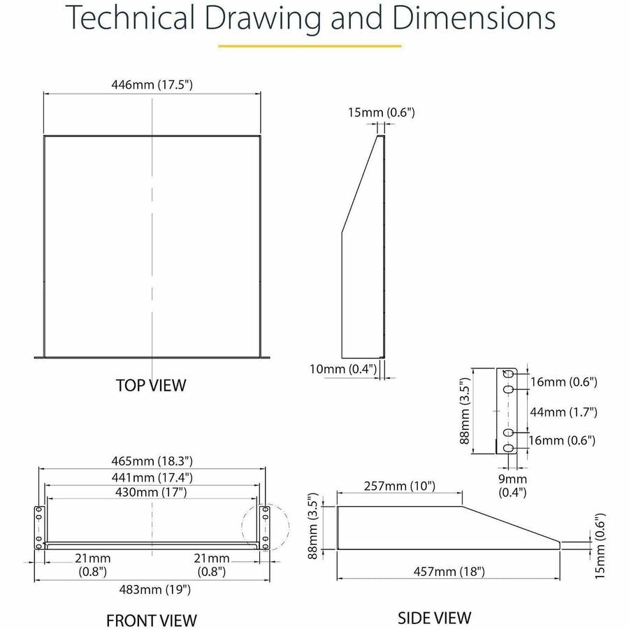 StarTech.com 2U Server Rack Shelf - Heavy Duty 18-Inch Deep Cantilever Mount for 19-Inch Racks