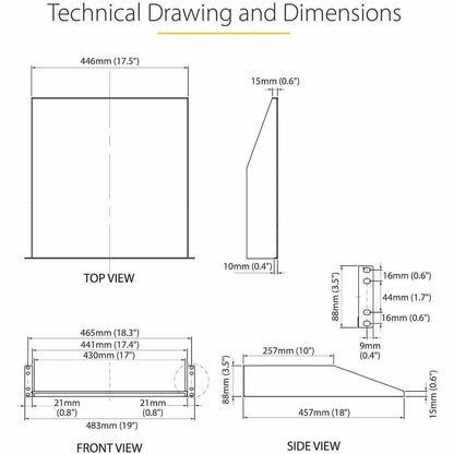 StarTech.com 2U Server Rack Shelf - Heavy Duty 18-Inch Deep Cantilever Mount for 19-Inch Racks
