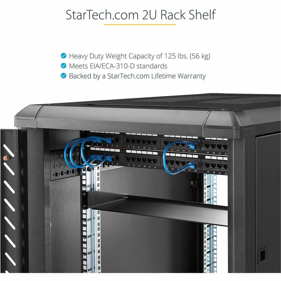 StarTech.com 2U Server Rack Shelf - Heavy Duty 18-Inch Deep Cantilever Mount for 19-Inch Racks