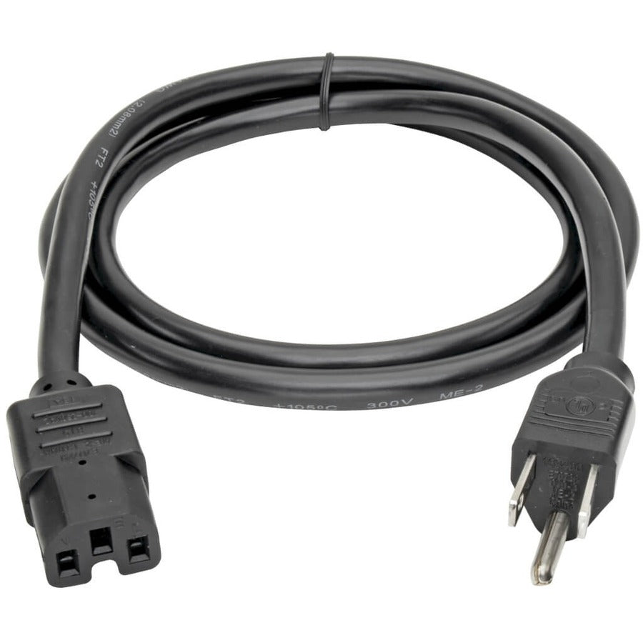 Eaton Tripp Lite Series 4-ft. Heavy Duty Power Cord, NEMA 5-15P to C15 – 125V, 15A, 14AWG, Black