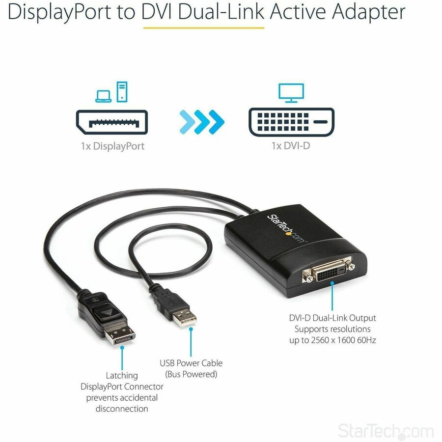 StarTech.com DisplayPort to DVI Dual Link Active Adapter (DP2DVID2) for 2560x1600 Resolution at 60Hz