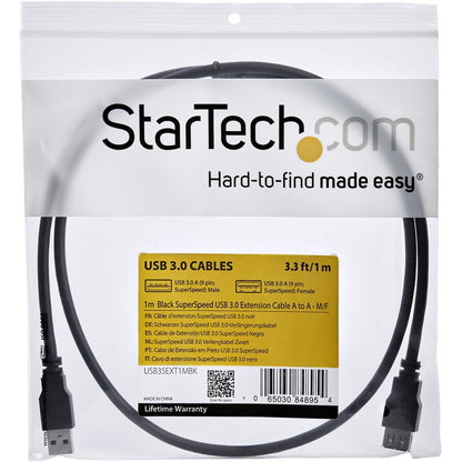 StarTech.com 1 Meter Black SuperSpeed USB 3.0 Extension Cable A to A - M/F