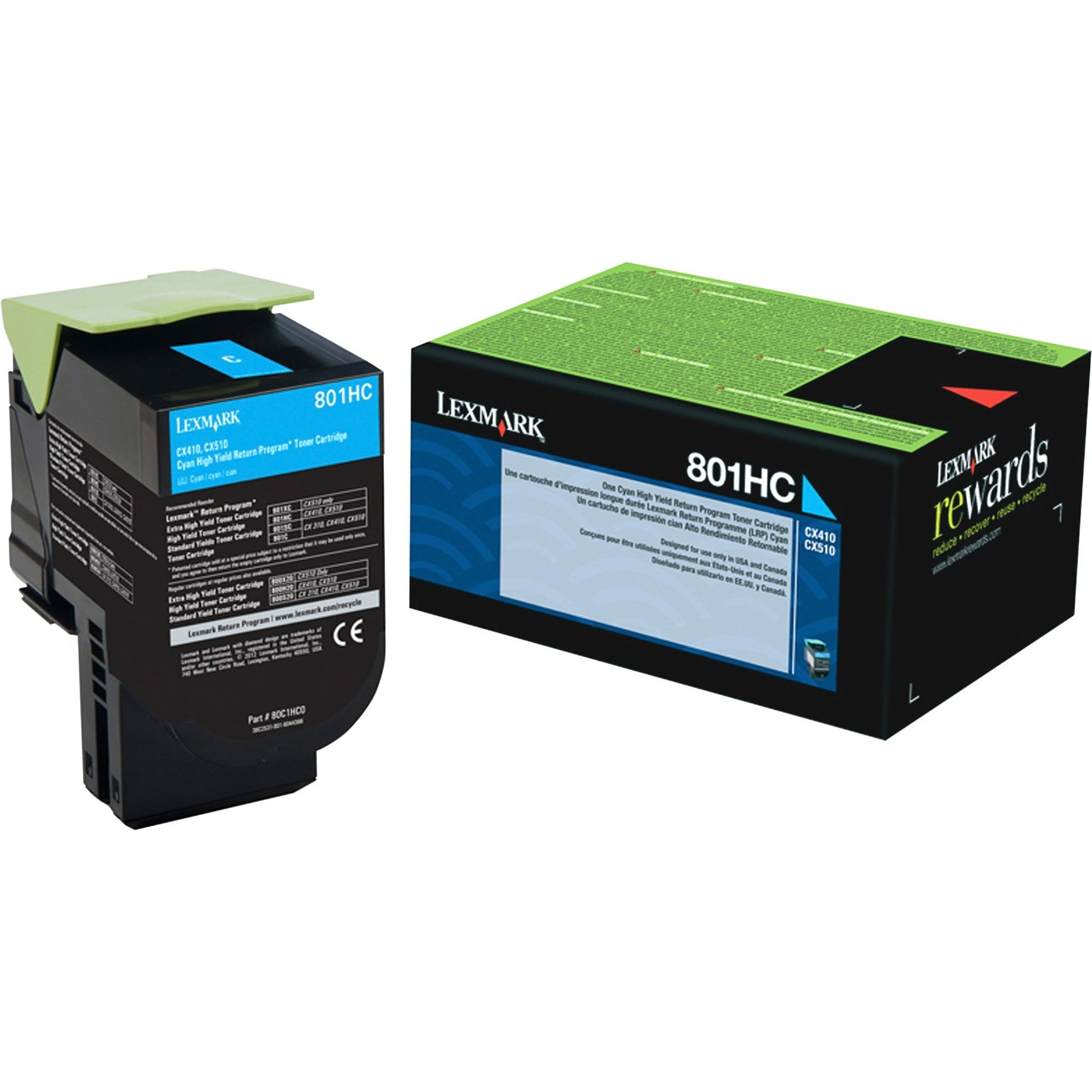 Lexmark Unison 801HC Cyan Toner Cartridge for CX410de, CX510d Series