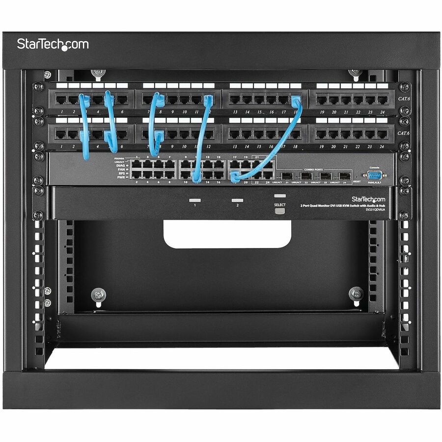 StarTech.com RK819WALLOH 8U Hinged Wall Mount Server Rack – 19-Inch Open Frame Data Rack for IT Equipment