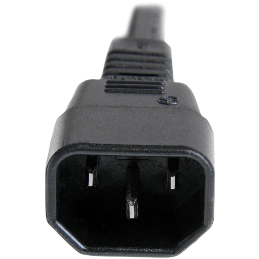StarTech.com 3 ft 14 AWG IEC C14 to IEC C15 Power Extension Cord - Heavy Duty Black Cable for Data Centers and Servers