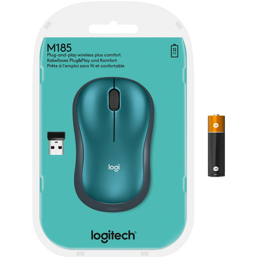 Logitech M185 Wireless Mouse - 2.4GHz with Nano Receiver, 12-Month Battery Life, 1000 DPI Optical Tracking, Blue