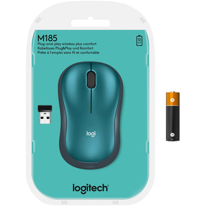 Logitech M185 Wireless Mouse - 2.4GHz with Nano Receiver, 12-Month Battery Life, 1000 DPI Optical Tracking, Blue
