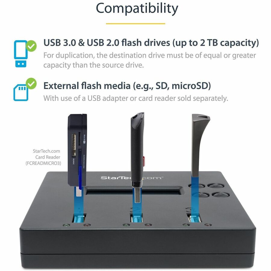 StarTech.com USBDUP12 Standalone 1:2 USB Flash Drive Duplicator and Eraser