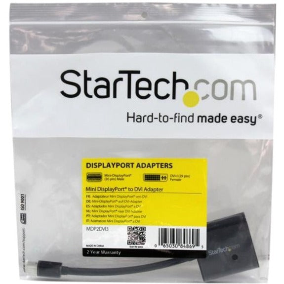 StarTech.com Mini DisplayPort to DVI Adapter MDP2DVI3 for 1920x1200 Resolution