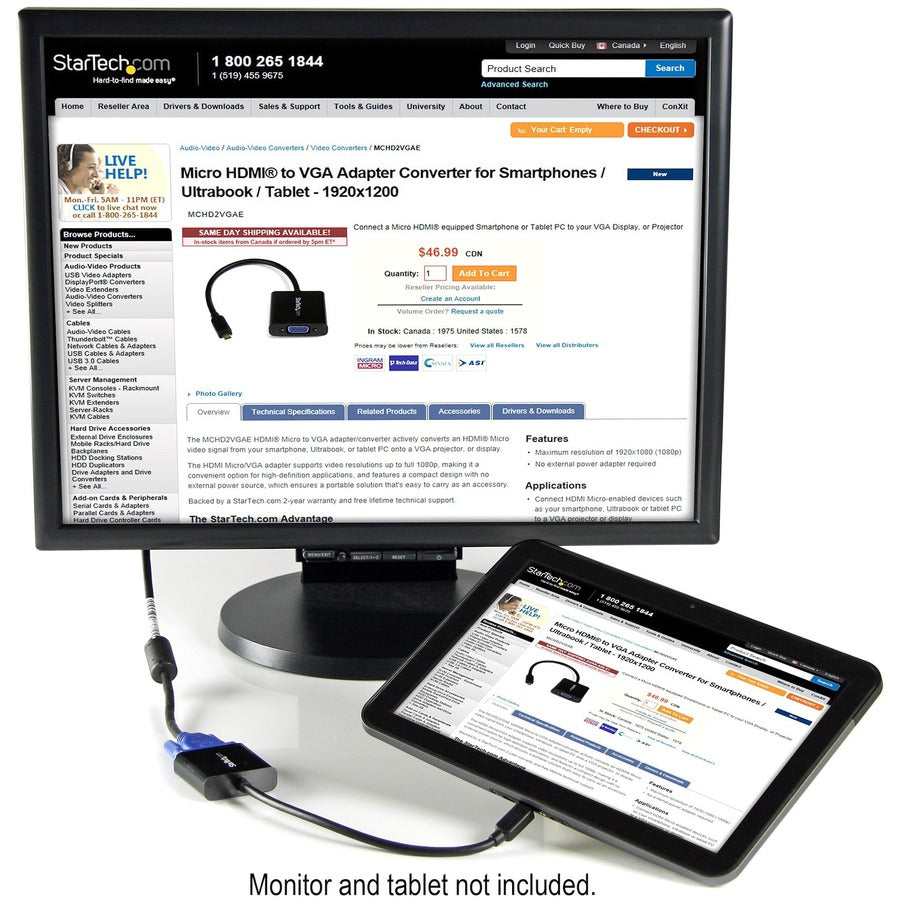 StarTech.com MCHD2VGAE2 Micro HDMI to VGA Adapter for Smartphones, Ultrabooks, and Tablets