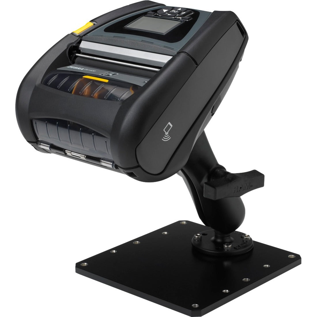 Zebra Technologies P1050667-032 Handi-Mount Mounting Adapter with RAM Mount Arm and Base Plate for Zebra QLnTM Series Printer