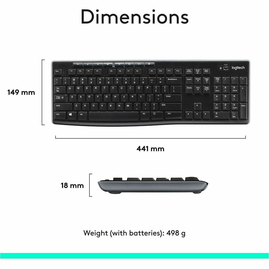 Logitech MK270 Wireless Keyboard and Mouse Combo for Windows – 2.4 GHz RF with Long Battery Life