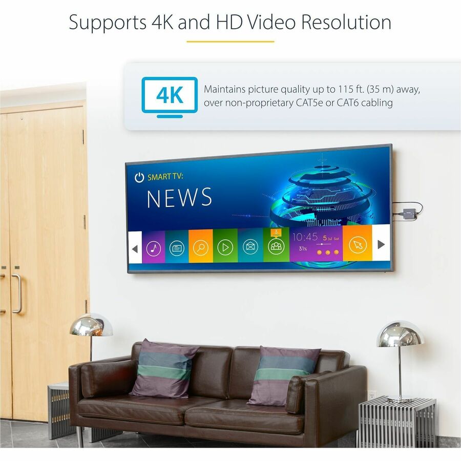 StarTech.com HDMI over CAT5e HDBaseT Extender - Power over Cable - Ultra HD 4K