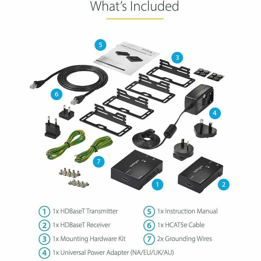 StarTech.com HDMI over CAT5e HDBaseT Extender - Power over Cable - Ultra HD 4K