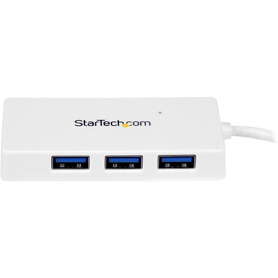 StarTech.com Portable 4 Port SuperSpeed Mini USB 3.0 Hub - White (Part Number: ST4300MINU3W)